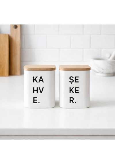 2'li 1,5 Lt Ahşap Vakum Kapaklı Saklama Kabı Plastik Çok Renkli
