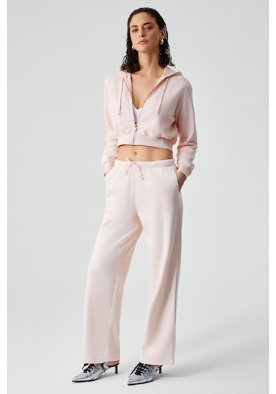 Grımelange ARUBA Kadın %100 Pamuk Uzun Kol Crop Pembe Sweatshirt