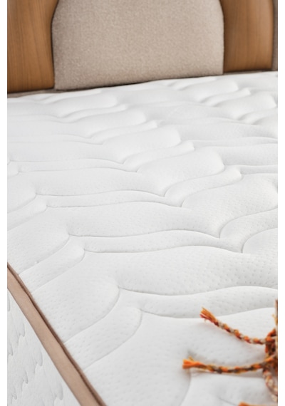 Parshome 90x190 Tek Kişilik Yatak, Baza, Baza Başlık Seti Ortopedik Yataklı Sandıklı Baza 3 Lü Set Bej 90 x 190