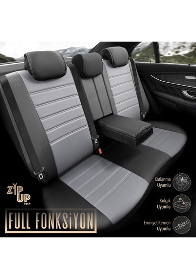Tr Inspire Design Premium Deri Ekstra Destekli Universal Oto Koltuk Kılıfı Tam Set Füme-siyah Genel