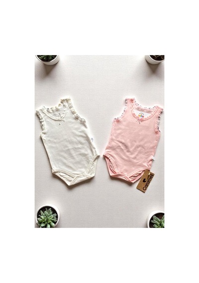Altıntaş Baby Caramell Dantel Detaylı %100 Pamuk 2'li Body Set Kız Bebek Pembe Pembe