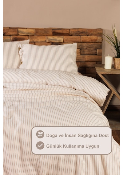 Elart Impero Nevresim Takımı Tek Kişilik Lastikli Çarşaf %100 Pamuk 160x220 Cm Tarçın Tarçın