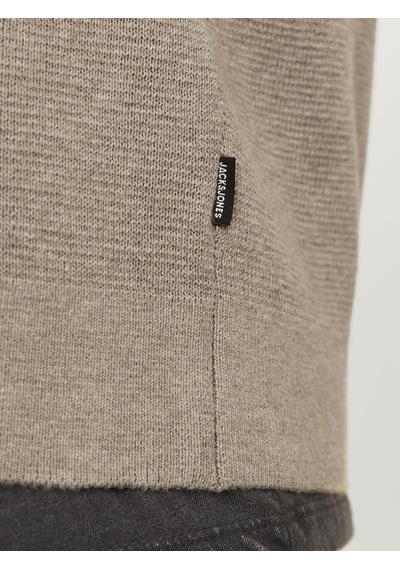 Jack & Jones Erkek Yarım Fermuarlı Örme Kazak - Milano Greige Çok Renkli