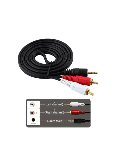 3.5 Mm Stereo Erkek To 2x Rca Erkek Audio Ses Kablosu 1.5m