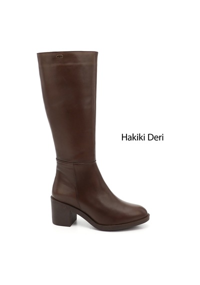Gönderi(R) Gönderi R Kadın Kahverengi Fermuarlı Kalın Topuklu Hakiki Deri Çizme Gkzc13452512 Kahverengi