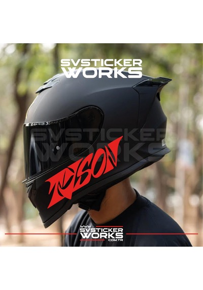 Tyson Yazılı Kask Sticker Tüm Kasklar Uyumlu Tek Yön 1 Adet Kırmızı