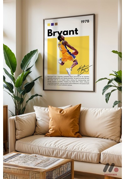 Kobe Bryant Basketbol Posteri, Siyah Çerçeveli Duvar Tablosu - Spor Severlere Hediye
