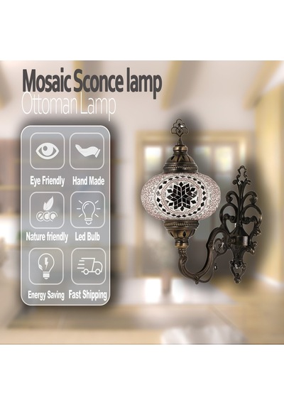 Mozaik Duvar Lambası Gece Lambası Bohem Aplik Aydınlatma Metal