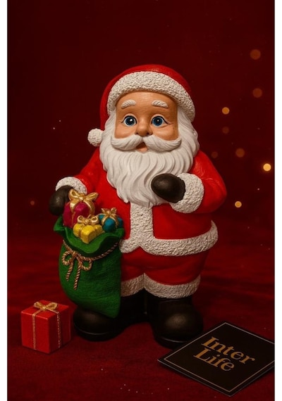 Dekoratif El Yapımı Büyük Boy 25x16 Cm Noel Baba Biblosu Yılbaşı Dekoratif Süs Yeni Yıl Ev Ofis Masa Üstü Dekorasyonu