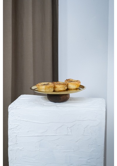 Ahşap Tabanlı Gold 23 Cm Yuvarlak Servis/sunum Tabak Dekoratif Stand Gold - 674339525 Gold