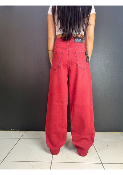 St.poll Vintage Eskitme Yıkama Unisex Baggy Jean Pantolon Vintage Kırmızı