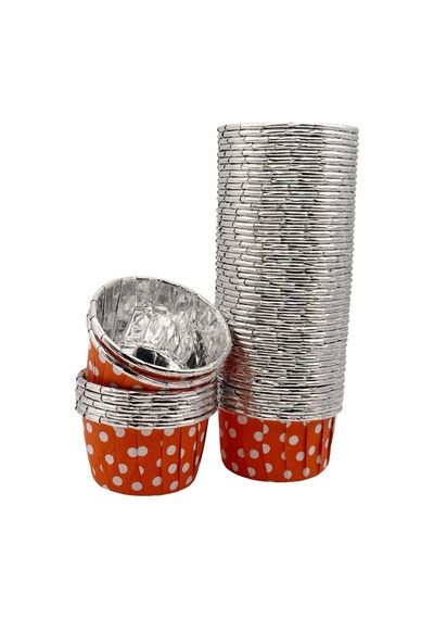 Turuncu Silver Puantiyeli Muffin Kek Kapsülü 50li - V Kağıt Turuncu Diğer