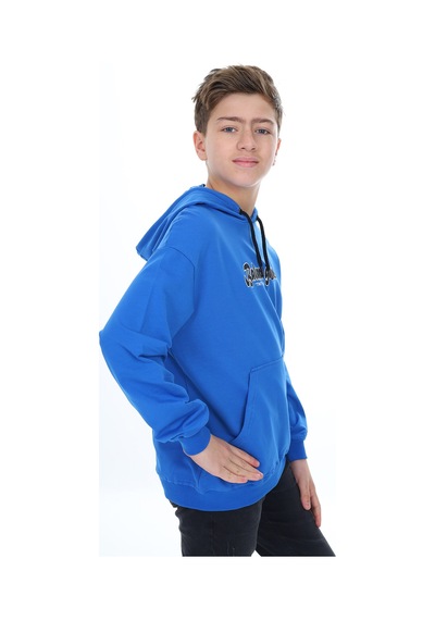 Toontoy Kids Toontoy Erkek Çocuk Oversize Kapüşonlu Hafif Düşük Omuz Baskılı Sweatshirt - 2 İplik Saks Toontoy Kids Toontoy Erkek Çocuk Oversize Kapüşonlu Hafif Düşük Omuz Baskılı Sweatshirt - 2 İplik Saks