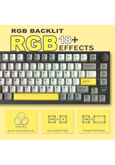 Ak820 Pro Mekanik Oyun Klavyesi,3 Modlu Tft Renkli Ekran Ve Cnc Düğmeli 81 Tuş,rgb Aydınlatma
