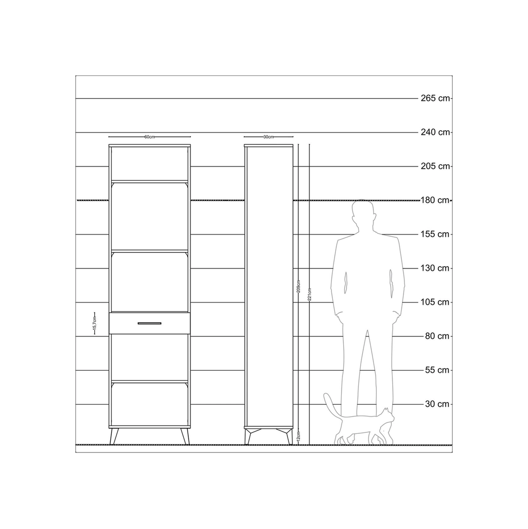 Arges Dolap 4 Raflı Tek Çekmeceli 60x30x221 Antrasit-çam Antrasit Arges Dolap 4 Raflı Tek Çekmeceli 60x30x221 Antrasit-çam Antrasit