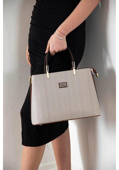 Silver Polo Sp924 Kadın El Çantası Hasır Bej-taba