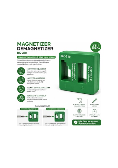 Bk-210 Manyetik Mıknatıslandırıcı Magnetizer Demagnetizer - Manyetize Ve Demanyetize Tornavida Ucu Aparatı