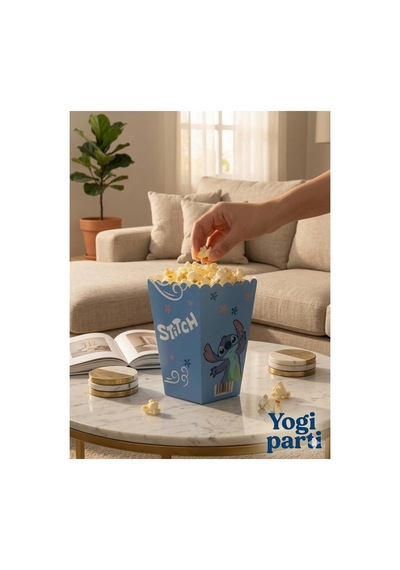 Stich & Lilo Baskılı Mısır Cips Pop Corn Kutusu 8 Adet Mavi Tüm Yaşlar