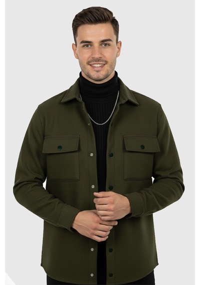 Rizzup Erkek Haki Premium Kaşe Ceket Şık, Modern Ve Sıcak Tutan Tasarım Ceket Mont 2500559