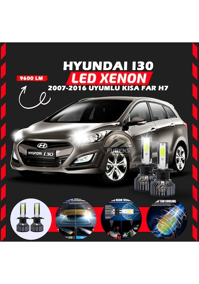 Hyundai İ30 2007-2016 Kısa Far Uyumlu Şimşek Etkili Led Xenon Pro Series H7