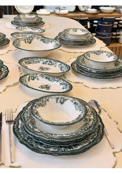 29 Parça 6 Kişilik Porselen Yemek Takımı Velour Green-5929 Çok Renkli