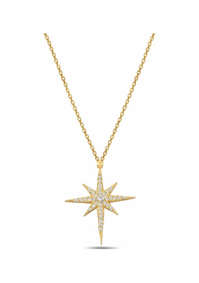 Çekirdekjewelry 925 Ayar Gümüş Sarı Altın Kaplama Yıldız Kolye Zirkon Taşlı Parlak Kuzey Yıldızı Kolye Sarı Çekirdekjewelry 925 Ayar Gümüş Sarı Altın Kaplama Yıldız Kolye Zirkon Taşlı Parlak Kuzey Yıldızı Kolye Sarı