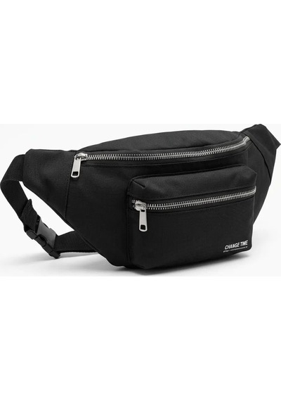 Ren.ga.renk Siyah Unisex Bel Çantası Çapraz Askılı Günlük Kullanım Fermuarlı 30x13 Cm Rengaren