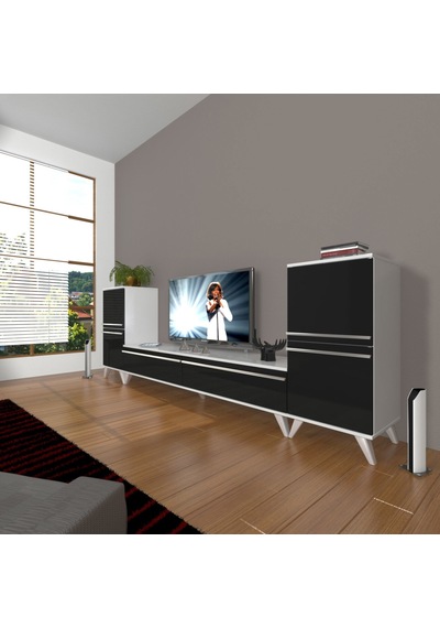 Decoraktiv Eko On2 Mdf Std Retro Tv Ünitesi Tv Sehpası Beyaz - Siyah