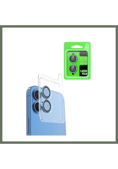 Bezos Apple iPhone 16 Uyumlu Raze Metal Kamera Lens - Lacivert Bezos1