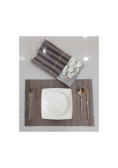 6 Kişilik Pvc Amerikan Servis Supla Seti - 30x45cm Kahverengi