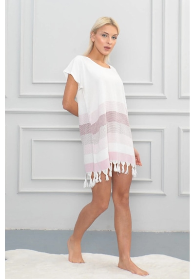 Trendol Fashion Life Peştemal Pamuklu Plaj Elbisesi, İpliği Boyalı Dokuma, Deniz Kabuğu Beyaz - Pembe Trendol Fashion Life Peştemal Pamuklu Plaj Elbisesi, İpliği Boyalı Dokuma, Deniz Kabuğu Beyaz - Pembe