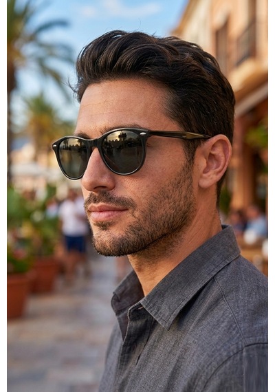 Daniel Klein Dk2723-1 Yuvarlak Oval Polarize Camlı Erkek Güneş Gözlüğü Siyah