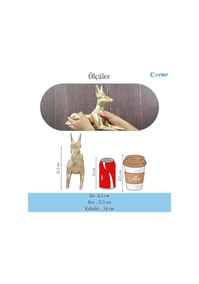 Dekoratif Köpek Biblo Heykel El Yapımı Doberman Hediyelik Süs Eşyası Poly Model Tasarım Ürünü - Altın