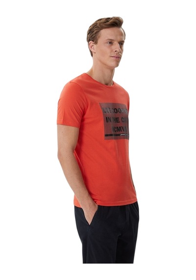 Lee Cooper Patrice Erkek O Yaka T-shirt Mercan Mercan