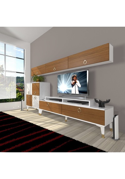 Decoraktiv Ekoflex 8 Mdf Gold Tv Ünitesi Tv Sehpası Beyaz - Ceviz