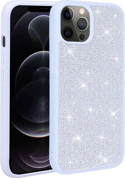 Apple Uyumlu iPhone 14 Pro Kılıf Parlak Taşlı Tasarım Zore Ston Kapak Mavi Açık
