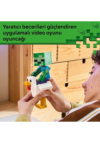 LEGO® Minecraft® Tavuk Jokey 21582 - 9 Yaş ve Üzeri Çocuklar için 3 Figür İçeren Yaratıcı Oyuncak Yapım Seti (344 Parça)