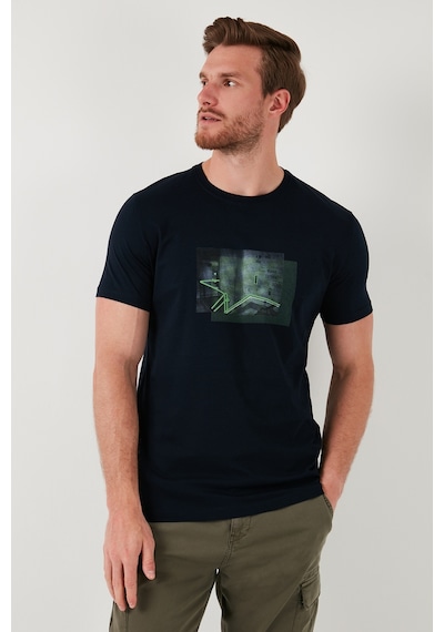 Buratti Pamuklu Slim Fit Bisiklet Yaka Erkek T Shirt 646R8120 Lacivert