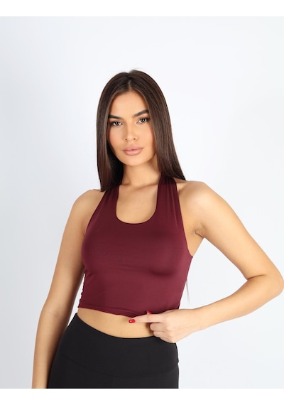 Soft&Basic Boyundan Bağlamalı Bordo Bluz Bordo