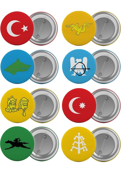 Eski Türk Devletleri Çanta Rozeti Seti 8 Adet En Büyük Boy 5.8Cm