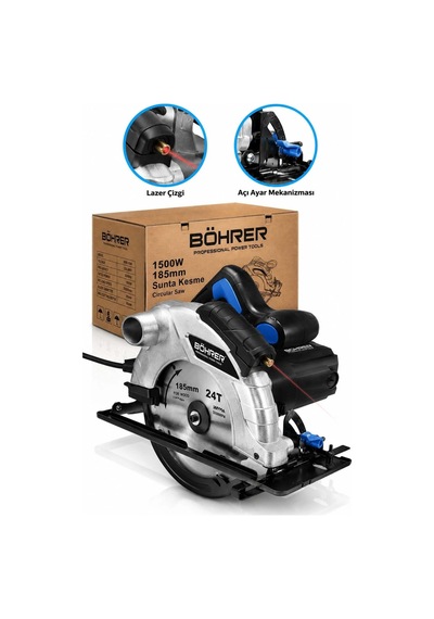 Böhrer Ba011515 1500w 185 Mm Daire Testere Lazer Çizgili Ahşap Mdf Sunta Kesme Makinesi Açılı Kesim