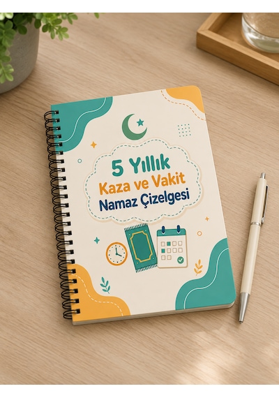 Namaz Takip Defteri, 5 Yıllık, Kaza Namazı Ve Vakit Namazı Çok Renkli