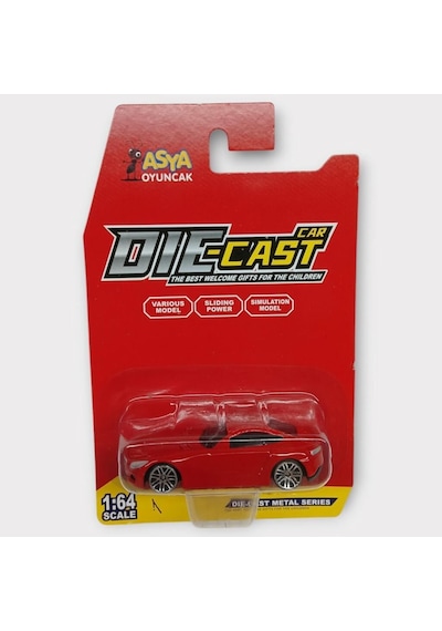Metal Mini Arabalar 8 Cm - Kırmızı - 1 Siyah