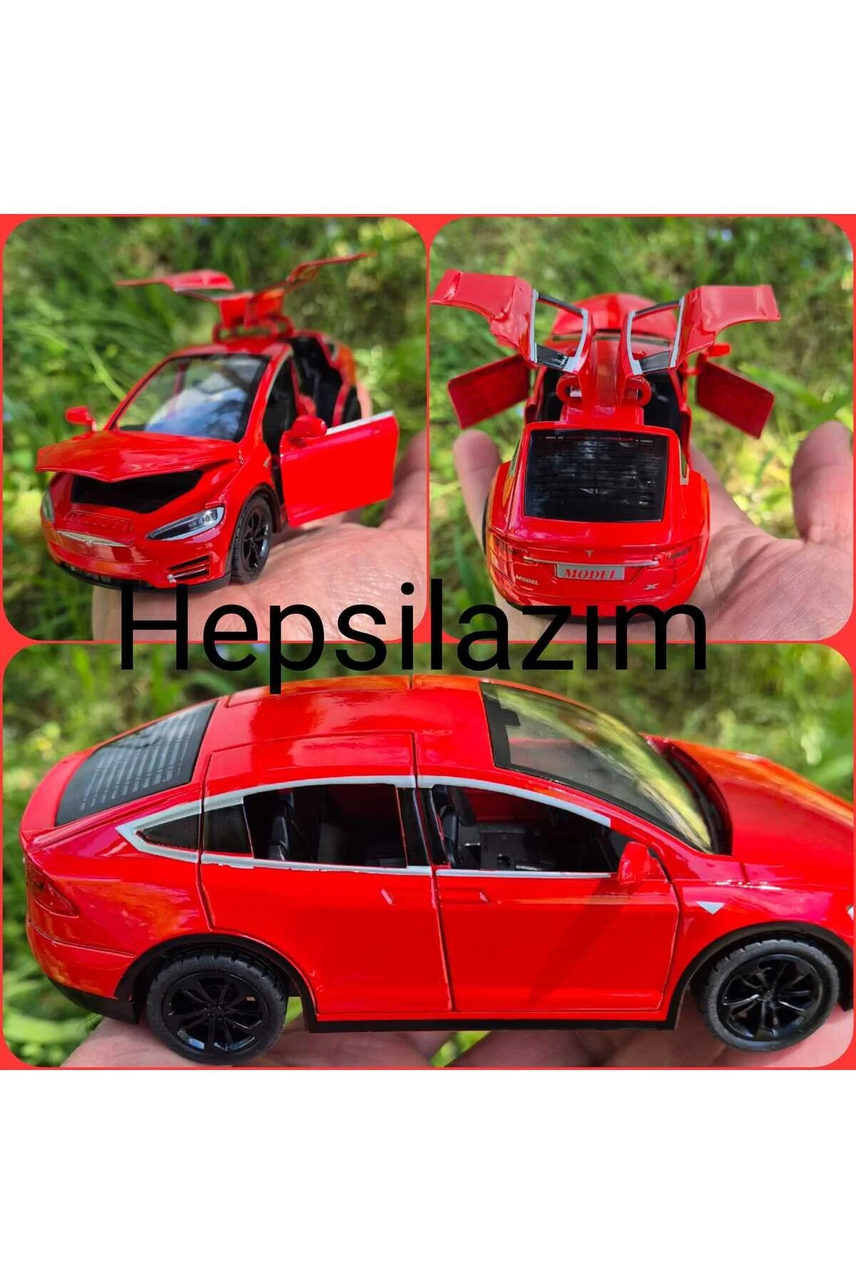 Oyuncak Tesla Araba Die Cast Model X Metal Koleksiyon 14 Cm Araç Sesli Çek Bırak Demir Araba Kırmızı