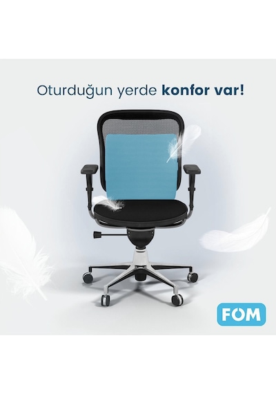 Fom Bels Visco Konforlu ve Ortopedik Bel Destekli Yastık 40 x 34 x 12 Açık Mavi﻿﻿ Çok Renkli