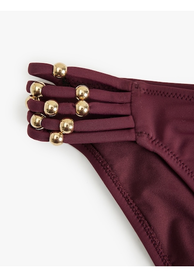 Koton Astarlı Yanları İpli Boncuklu Bikini Altı Bordo 5sak00187mm Bordo
