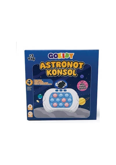 Astronot Işıklı Ve Sesli Pilli Popit Egitici Oyuncak Sevimli Push Pop Konsol 4 Farklı Oyun Modu