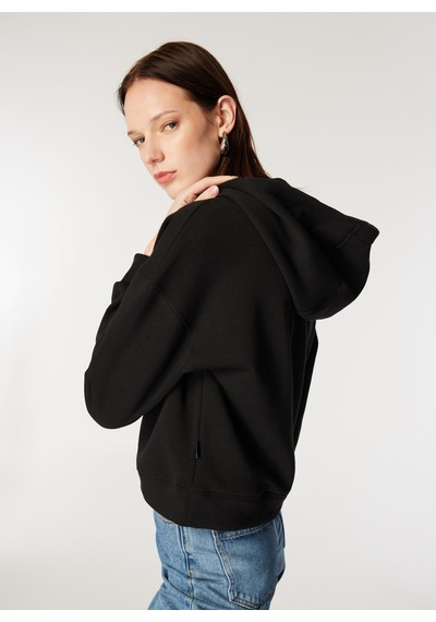 Mustang Siyah Kadın Kapüşon Loose Fit Düz Sweatshirt M4wl-swt-1936