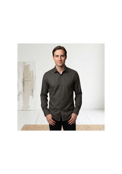 Yusaytr Slim Fit Uzun Kollu Pamuklu Gizli Düğme Yakalı Oxford Gömlek Kahverengi Kahverengi