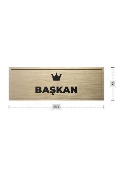 Başkan Yazılı - Metal - Gold Renk - Kapı İsimliği - 20x7 Cm